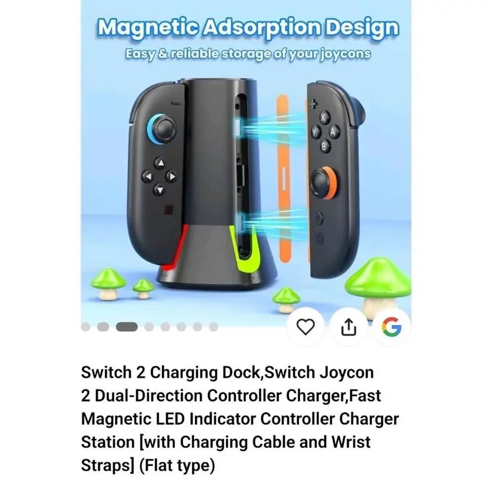 for Nintendo Switch 2 Charging Dock,4-Port USB-C Magnetic Joy-con Charging Dock